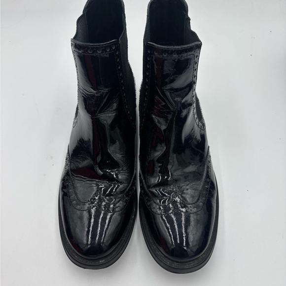 🇮🇹 AQUATALIA Italy Black Patent Leather Chelsea Ankle Boots - Picture 1 of 10